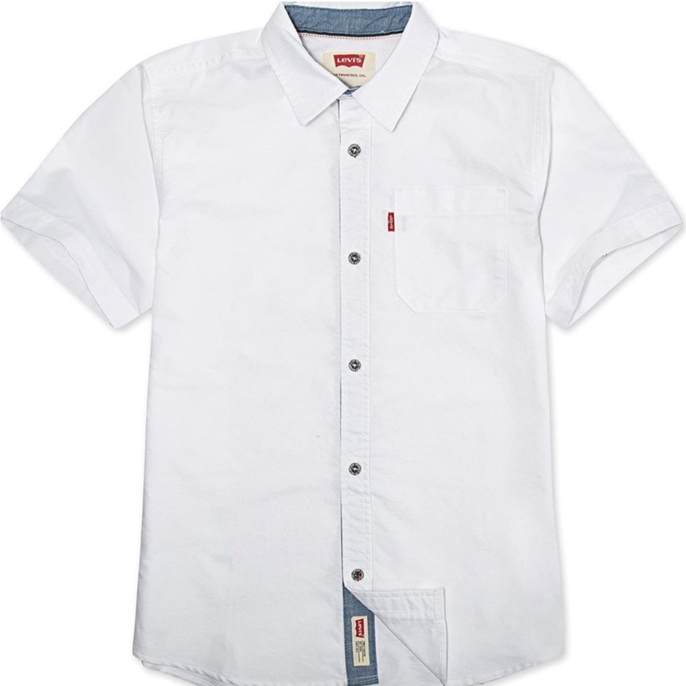 LEVI’S NWT The Smith Short Sleeve Shirt Button Up White 10-12 Yrs M Cotton